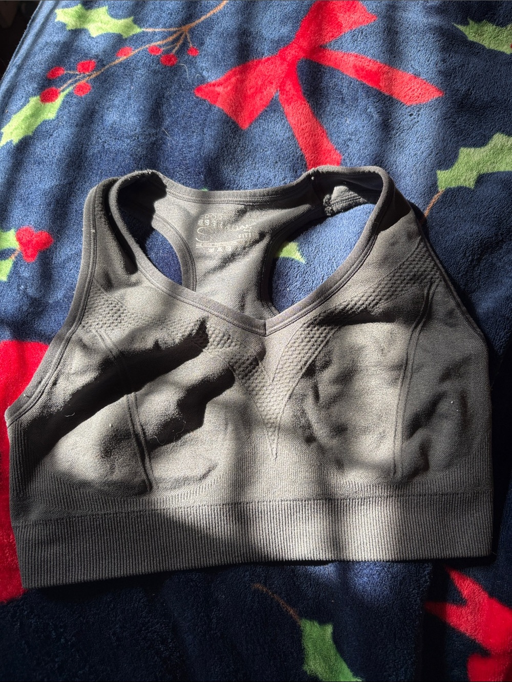 Seamless Racerback Sports Bra in Charcoal